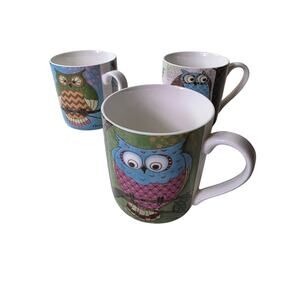 MIKASA Gourmet Basics OWLS Paul Brent Design Coffee Mugs Set of 3